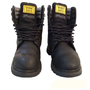 WorkZone Boots Soft Toe Black Lace Up Goodyear Welt Construction Men's Size 11